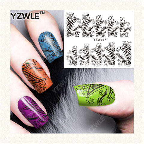YZWLE 1 Sheet DIY Decals Nails Art Water Transfer Printing Stickers Accessories For Manicure Salon (YZW-147)