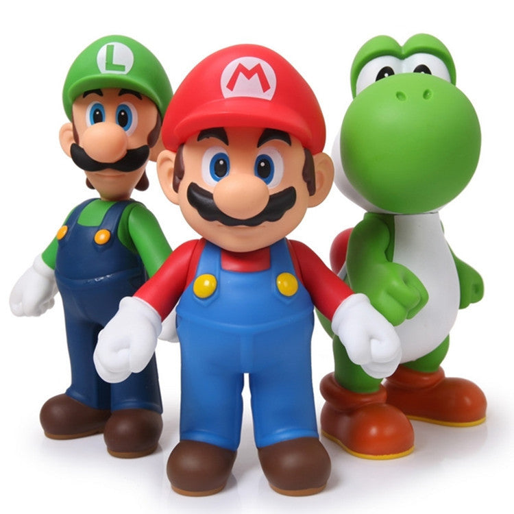 Super Mario 3pcs/set Bros Mario Yoshi Luigi PVC Action Figure Collectible  Model Toy 11-12cm KT2652