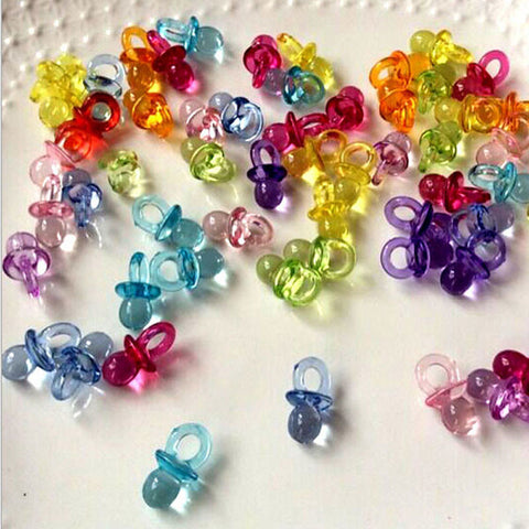 50pc/lot 8mm*22mm Mini Pacifiers Baby Shower Favors Party Pacifier Baby Acrylic Pacifiers Girls Birthday Gift Colorful F20
