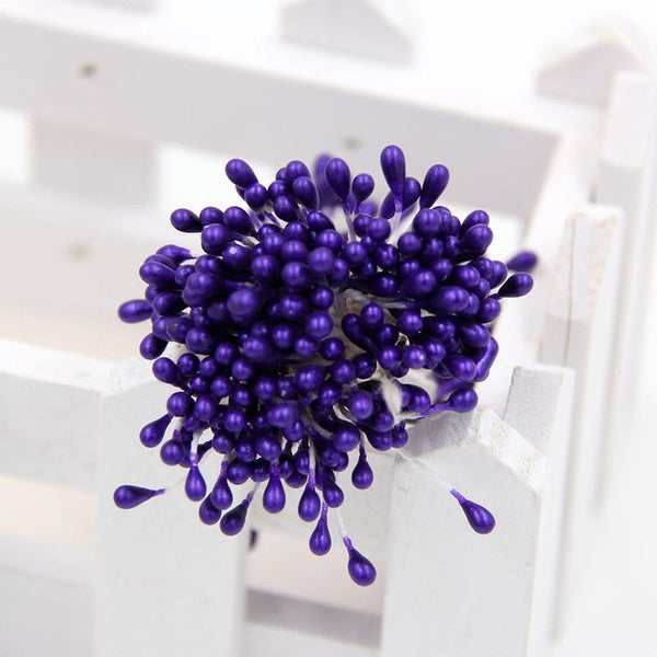 1 Bundle= (150PCS )Artificial Flower Double Heads Stamen Pearlized Craft Cards Cakes Decor Floral for home wedding party decor