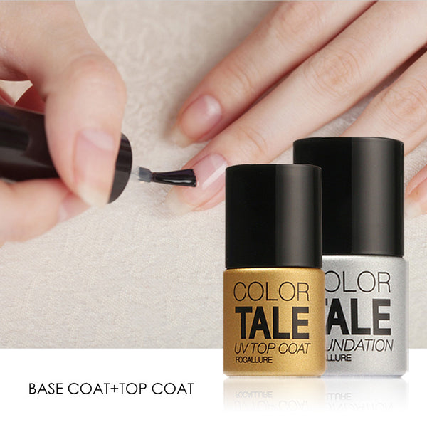 UV Top Coat + UV Base Coat Foundation for UV Gel Polish Top it off 30 day long lasting FOCALLURE Color Tale 12ml