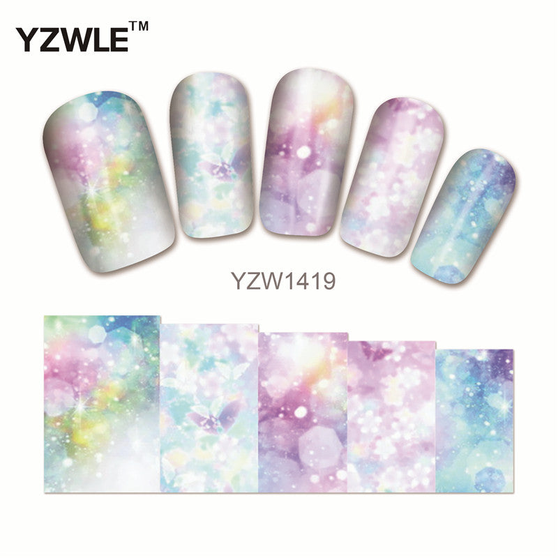 YZWLE 1 Sheet Chic Flower Nail Art Water Decals Transfer Stickers Splendid Water Decals Sticker(YZW-1419)