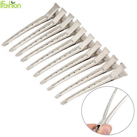 10pcs Pro Salon Hairdressing Tools Duck Mouth Hairdresser Hair Clip Clips Hair Stainless Steel Hairdressing Sectioning Clamp