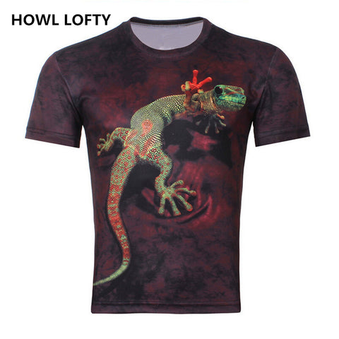 HOWL LOFTY Men Fashion 3D Animal Creative T-Shirt, Lightning/smoke lion/lizard/water droplets 3d printed short sleeve T-Shirts