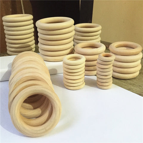 2017 DIY 5-100PCS Wooden Beads Connectors Circles Rings Beads Unfinished Natural Wood Lead-Free Beads 2CM-10CM cuentas de madera