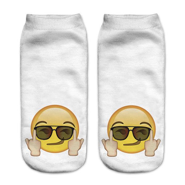 Zohra Funny Emoji Monkey 3D Printed Sock Women Low Cut Ankle Socks Calcetines Hosiery Meias White Casual Sock