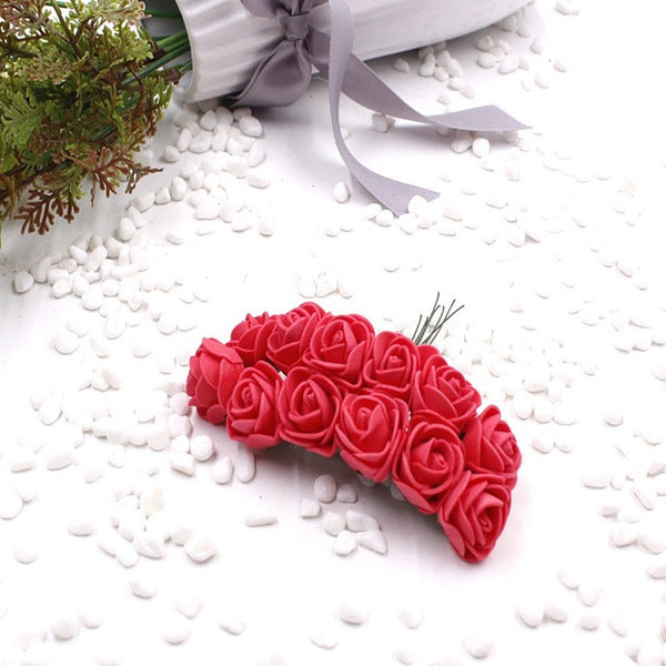 12pcs/lot NEW Foam PE Rose Artificial Flower For Wedding Home Party Decoration Mariage DIY Scrapbook Rosa Garland Craft Flower