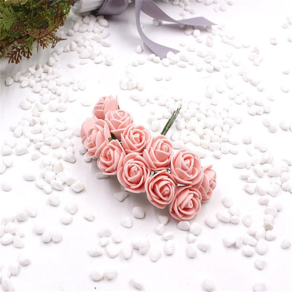 12pcs/lot NEW Foam PE Rose Artificial Flower For Wedding Home Party Decoration Mariage DIY Scrapbook Rosa Garland Craft Flower