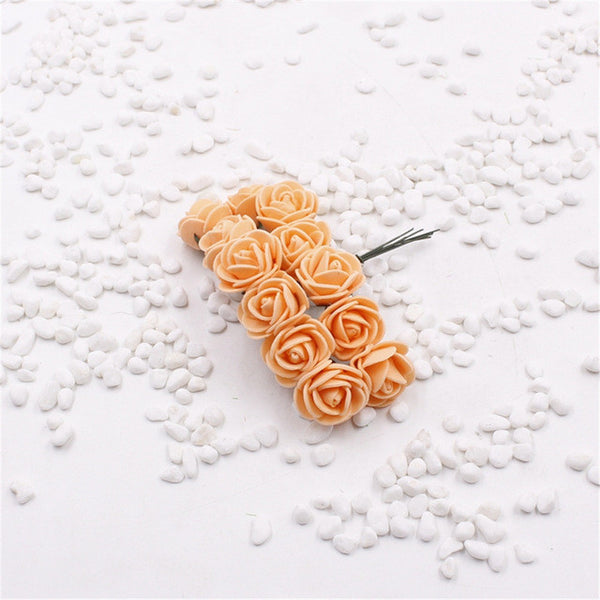 2cm head Multicolor PE rose foam mini flower Bouquet solid color/Scrapbooking artificial rose flowers(12pcs/lot)