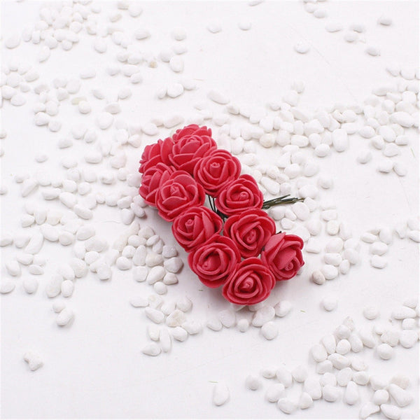 2cm head Multicolor PE rose foam mini flower Bouquet solid color/Scrapbooking artificial rose flowers(12pcs/lot)