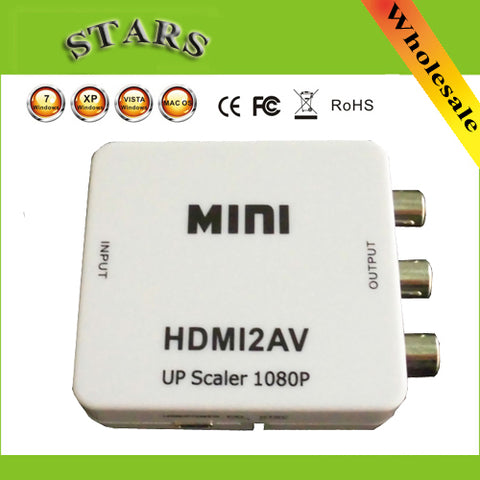 Mini HD Video Converter Box HDMI to RCA AV/CVSB L/R Video 1080P HDMI2AV Support NTSC PAL Output HDMI TO AV Scaler Switch Adapter