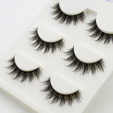 3 pairs /set 3D False Eyelashes Messy Cross Thick Natural Fake Eye Lashes Professional Makeup Tips Bigeye Long False Eye Lashes