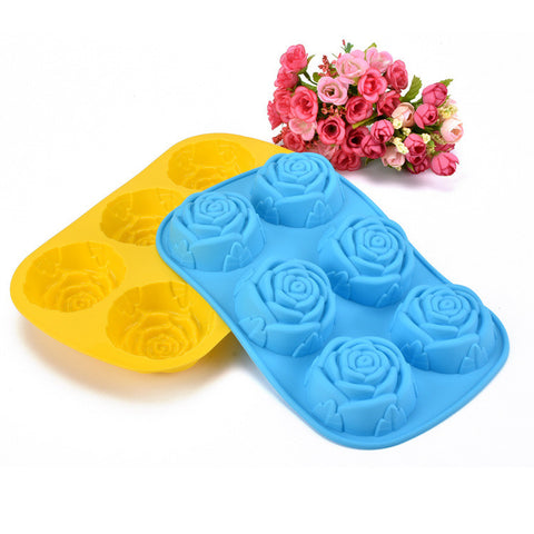 6 rose flower silicone cake mold Ice cream Chocolate molds soap silicone molds 3D cupcake bakeware baking dish cake pan D598