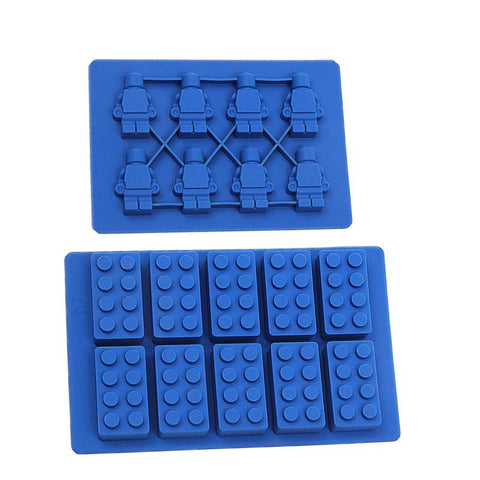 2pcs/set Square Lego Toy Brick Shape Silicone Ice Cube & Robot Ice Tray Mould Cake Chocolate Mold Cake Bakeware Cake Tools