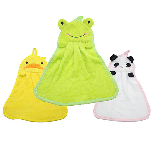 Cartoon Hand Towel Soft Plush Fabric  Animal Hanging Wipe Nursery Bathing Towel 58ZW