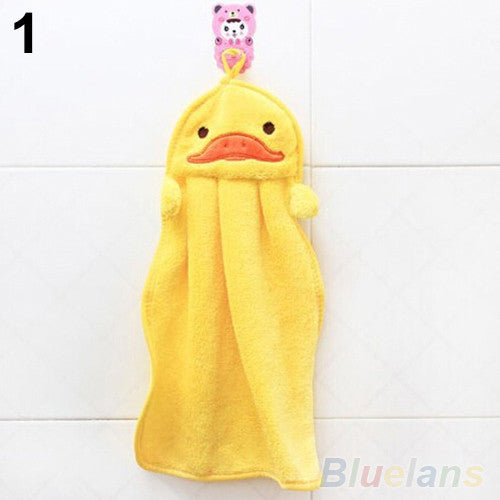 Cartoon Hand Towel Soft Plush Fabric  Animal Hanging Wipe Nursery Bathing Towel 58ZW
