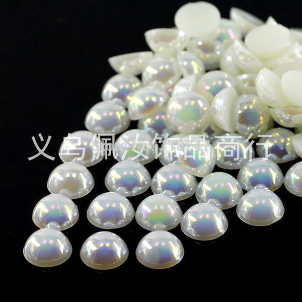 Free Shipping 300Pcs/lot  5mm AB Colors Craft ABS Imitation Pearls Half Round Flatback Pearls Resin Scrapbook Beads Decorate Diy