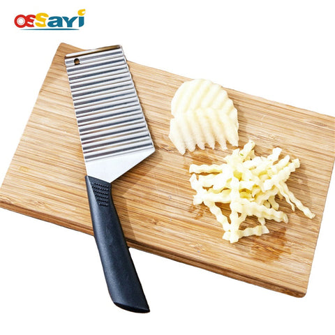 Potato Cutter Slicer Fruit Vegetable Knife Stainless Steel Potato Wavy Edged Knife Kitchen Gadget Cooking Tools Accessories