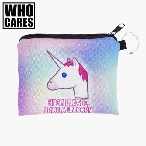 Bitch plesase unicorn rainbow 3D Printing women wallets femme 2017 New billeteras para mujer coin purse billetera hombre wallet