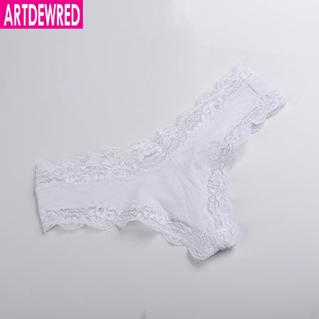 ARTDEWRED Big Lace Women Sexy Panties Low Waist Hollow Pink Panties Underwear Cotton G String Thongs Size XS S M L XL Tanga