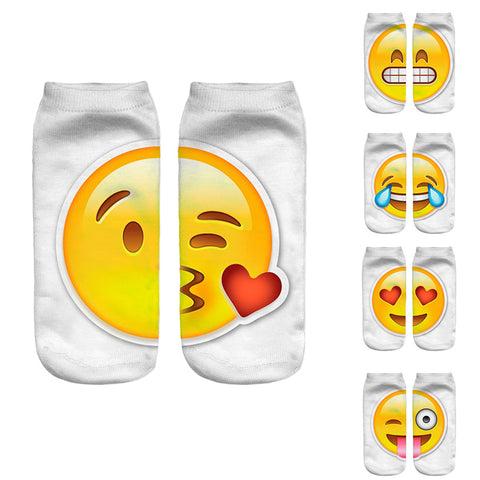 New 3D Emoji Socks Women Fashion Single Side Printing Men Cotton Socks Unisex Socks Pattern Meias Feminina Funny Low Ankle Socks