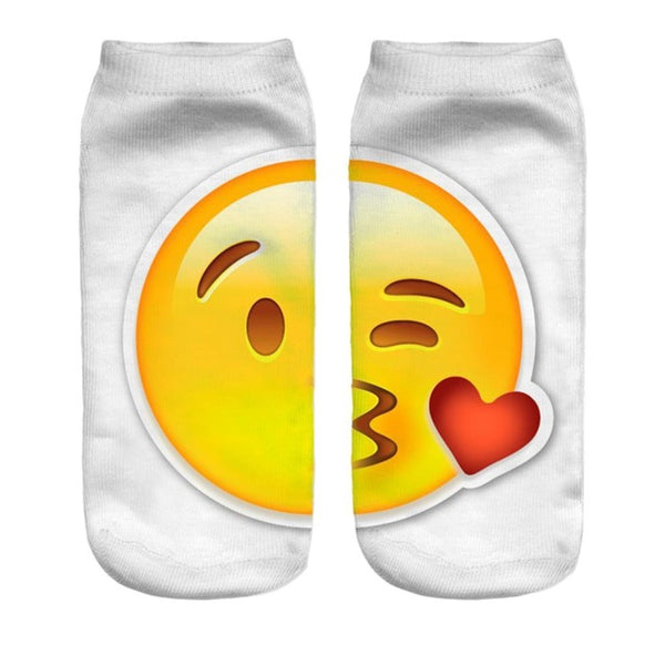 New 3D Emoji Socks Women Fashion Single Side Printing Men Cotton Socks Unisex Socks Pattern Meias Feminina Funny Low Ankle Socks