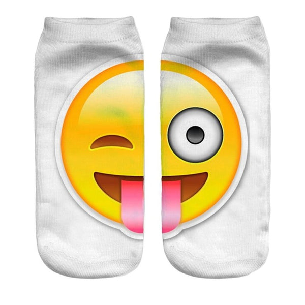 New 3D Emoji Socks Women Fashion Single Side Printing Men Cotton Socks Unisex Socks Pattern Meias Feminina Funny Low Ankle Socks