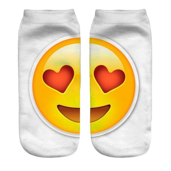 New 3D Emoji Socks Women Fashion Single Side Printing Men Cotton Socks Unisex Socks Pattern Meias Feminina Funny Low Ankle Socks