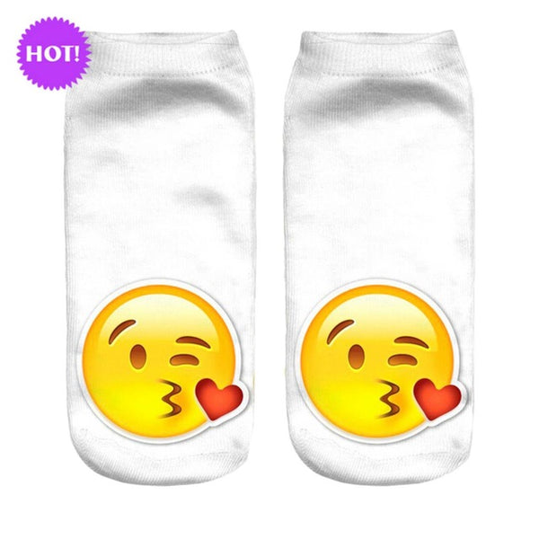 New 3D Emoji Socks Women Fashion Single Side Printing Men Cotton Socks Unisex Socks Pattern Meias Feminina Funny Low Ankle Socks