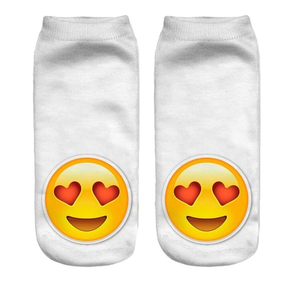 New 3D Emoji Socks Women Fashion Single Side Printing Men Cotton Socks Unisex Socks Pattern Meias Feminina Funny Low Ankle Socks