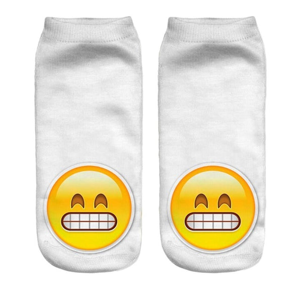 New 3D Emoji Socks Women Fashion Single Side Printing Men Cotton Socks Unisex Socks Pattern Meias Feminina Funny Low Ankle Socks