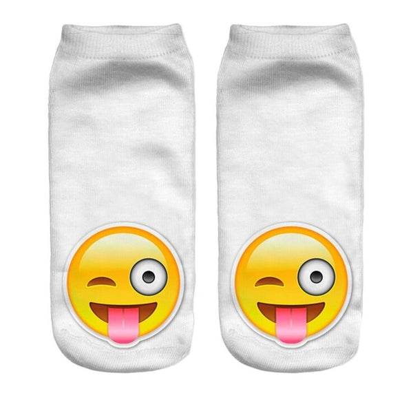 New 3D Emoji Socks Women Fashion Single Side Printing Men Cotton Socks Unisex Socks Pattern Meias Feminina Funny Low Ankle Socks