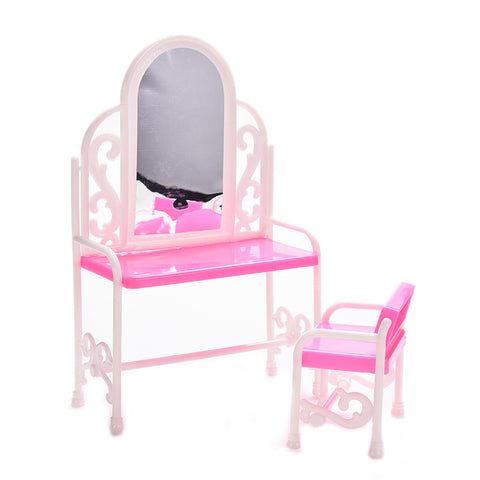 1 Set Fancy Classical Dresser Table Chair Kids Girls Play House Bedroom Toy Girls Accessories For Barbie Doll Furniture
