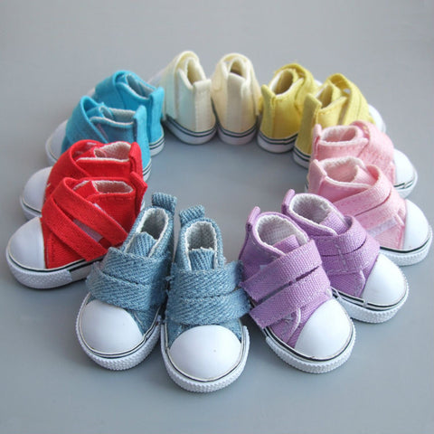 5cm Doll Shoes Denim Sneakers for BJD dolls,Fashion Denim Canvas Mini Toy Shoes 1/6 Bjd For Tilda Doll