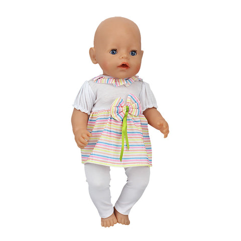 white dress+leggings Doll  dress Wear fit 43cm Baby Born zapf, Children best  Birthday Gift(only sell clothes)