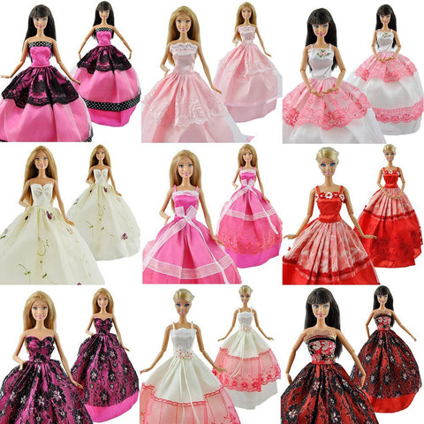 5 Pcs High Quality Fashion Handmade Clothes Dresses Grows Outfit for Barbie Doll dress for girls Random Types and Colors Ship