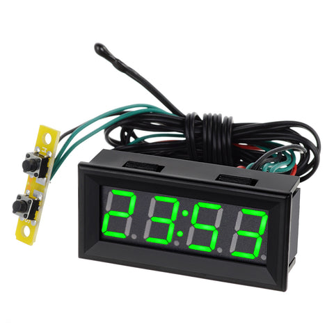 0.56 Green LED Clock Voltage Temperature Digital Display Thermometer Voltmeter  Electrical Test Meters Digital Car Volt Gauge