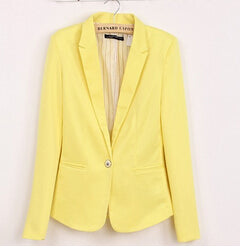 NEW 2017 spring autumn blazer women suit foldable brand jacket made of cotton & spandex Ladies refresh blazers Candy Color