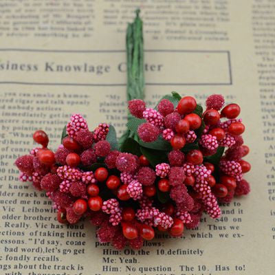 Cheap 12pcs Artificial Bud Stamen Berry Bacca Flower For Wedding Decoration DIY Scrapbooking Decorative Artificial flowers