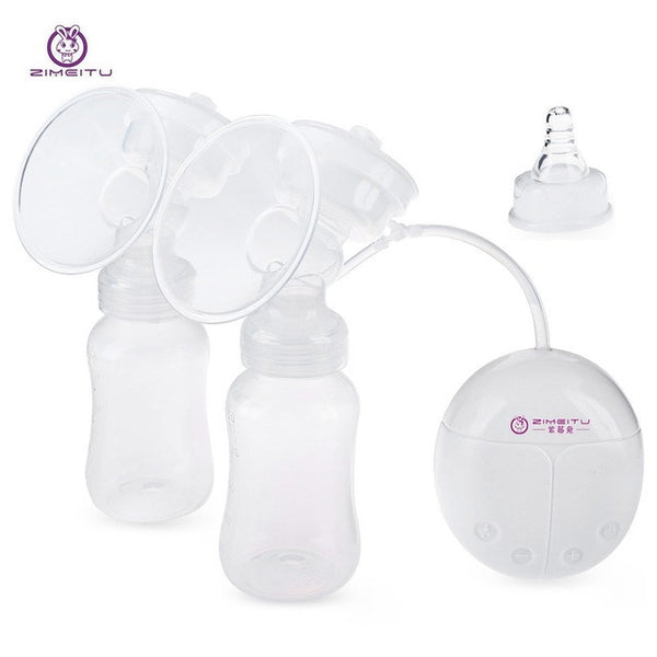 ZIMEITU Electric Double Breast Pumps BPA Free Powerful Nipple Suction Baby Breast feeding with Milk Bottle Suckers Breast Pump