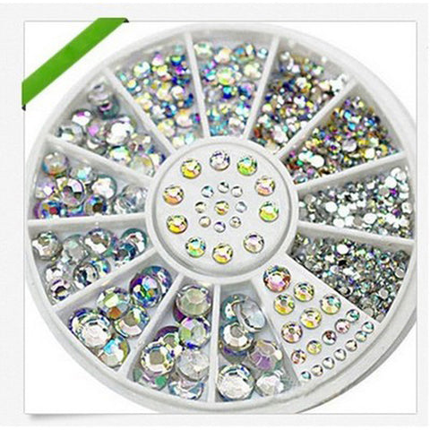 1Pcs Nail Art Tips Crystal Glitter Rhinestone For Nail Water Stickers Alloy 3D Nail Art Rhinestones Decoration+Wheel