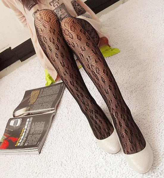 2017 Sexy Women Female Black Fishnet Net Pattern Tights Long Stockings Trouser Jacquard Sheer Hosiery Pantyhose Tights CYK027