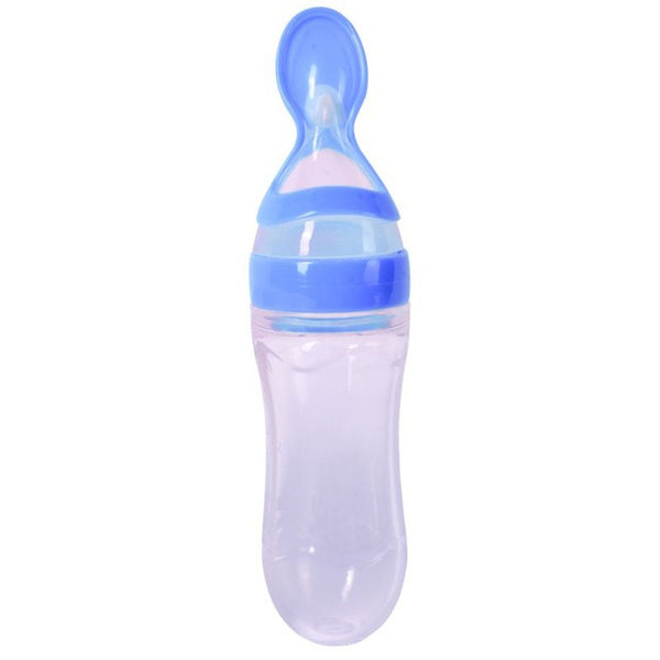 90ml Convience Baby Infant Rice Cereal Spoon Squeeze Bottle Silicone Weaning Tableware Easy Hold