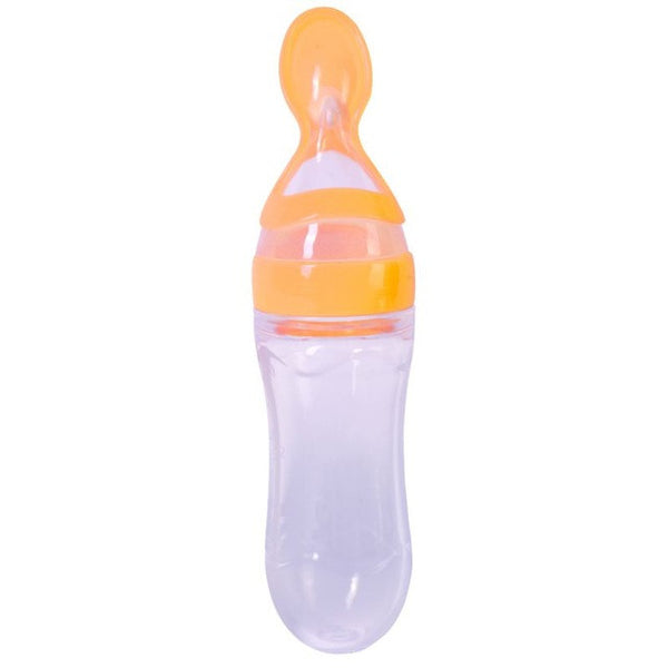 90ml Convience Baby Infant Rice Cereal Spoon Squeeze Bottle Silicone Weaning Tableware Easy Hold