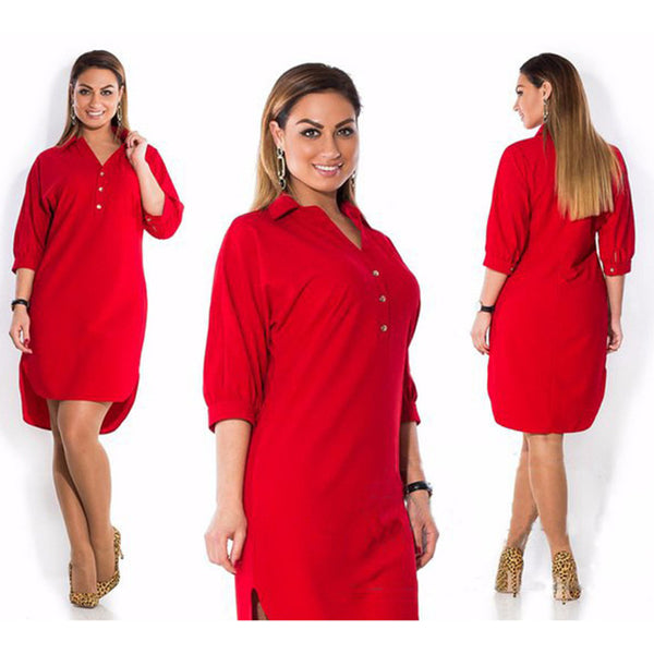 Big size 6XL 2016 Fat MM Woman dress Summer solid sexy split irregular shirt dresses plus size women clothing 6xl dress