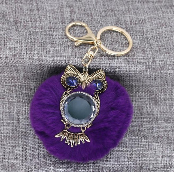 Hang Bag Lovely Ball Keychain The Owl Car Accessories Fashion Lady Metal Key Chain Creative Tide