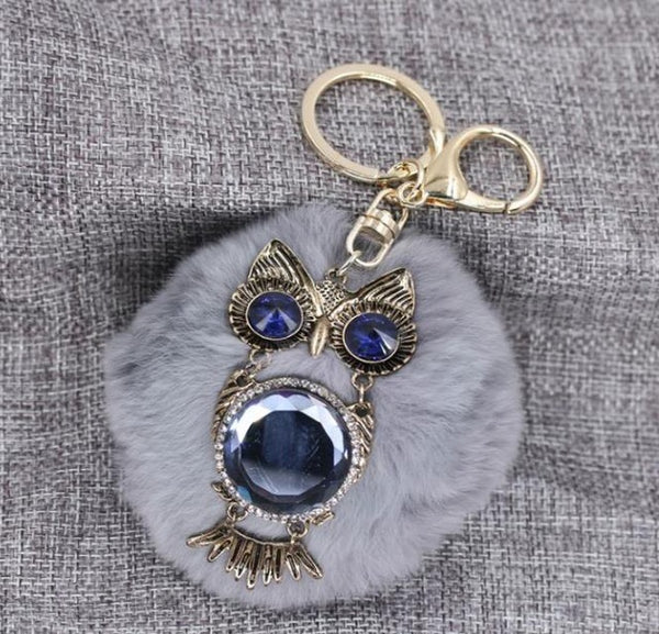 Hang Bag Lovely Ball Keychain The Owl Car Accessories Fashion Lady Metal Key Chain Creative Tide