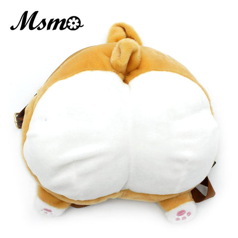MSMO Chibi Corgi Butt Backpack Small Cute Pet Dog Plush Back pack Women School Bags Creative Gift for Kids Children Girls