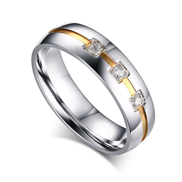 Vnox Vintage Wedding Ring for Women / Men CZ Stone 316l Stainless Steel Metal