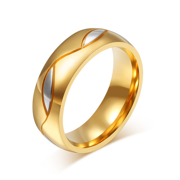 Vnox Wedding Ring for Women / Men Gold-Color Zircon Stone 316l Stainless Steel Finger Jewelry